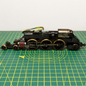 Model railway locomotive undergoing DCC conversion with wiring and decoder installation